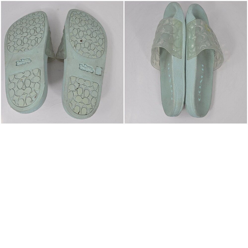 Coach Unna Light Teal Signature Sport Slide/Slides Women 6 Jelly Flip Flops Spot - Picture 16 of 16